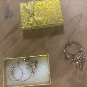 Gold and Brown Hoop Earrings